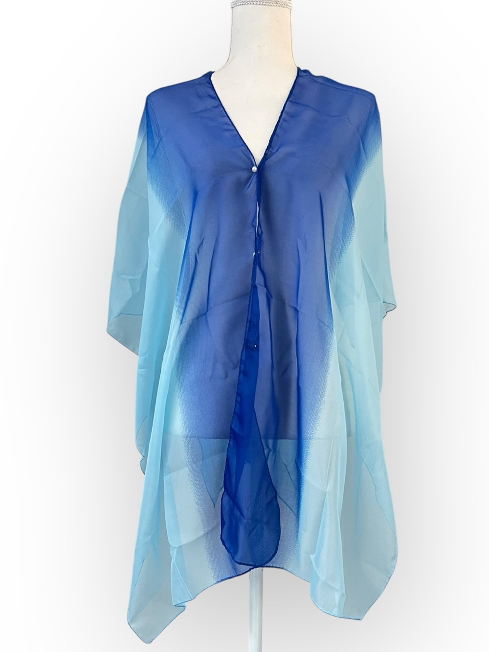 Blue Ombre Chiffon Convertible Scarf Wrap Kimono OS
